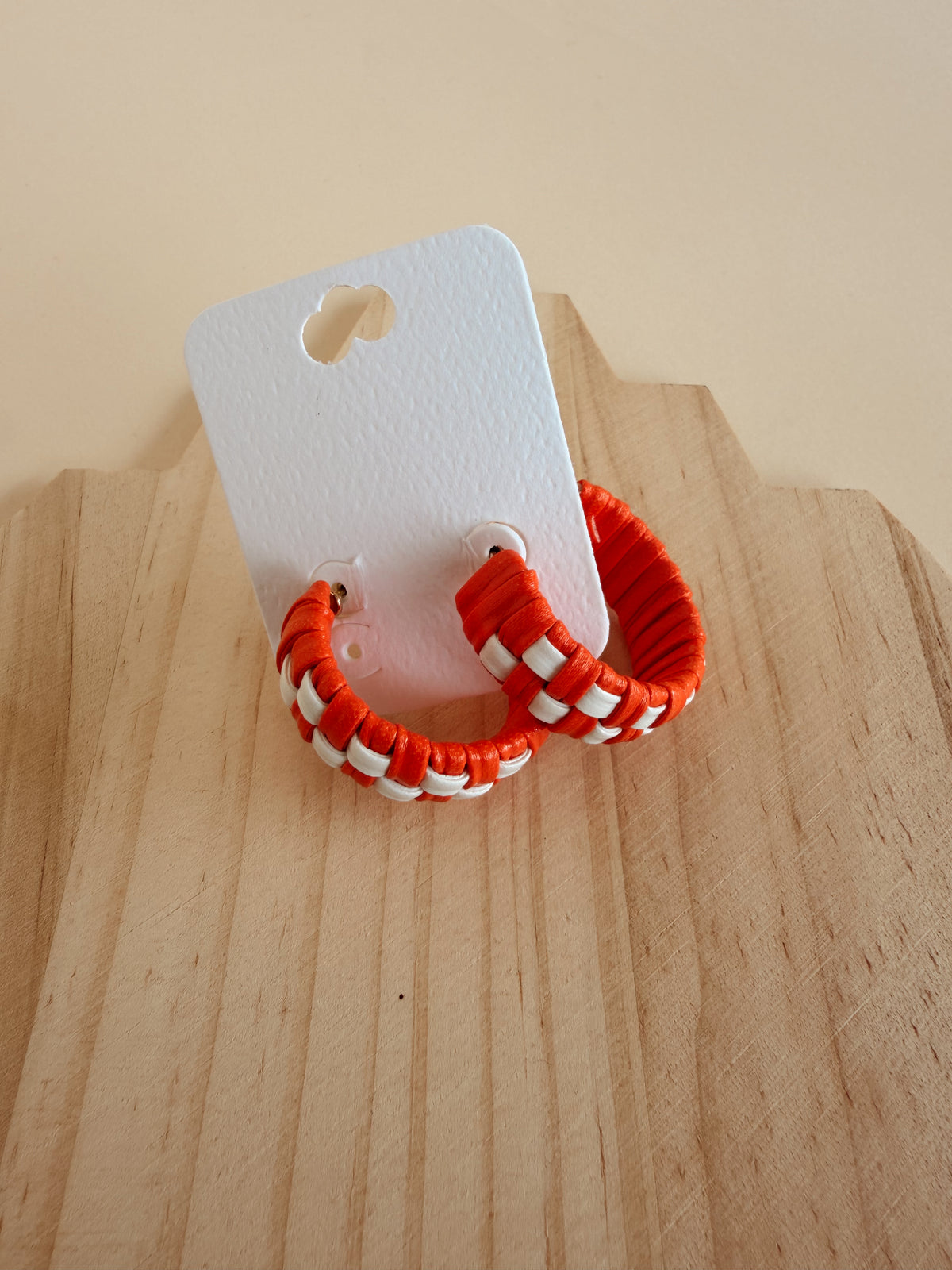 Leather Checkered Hoops