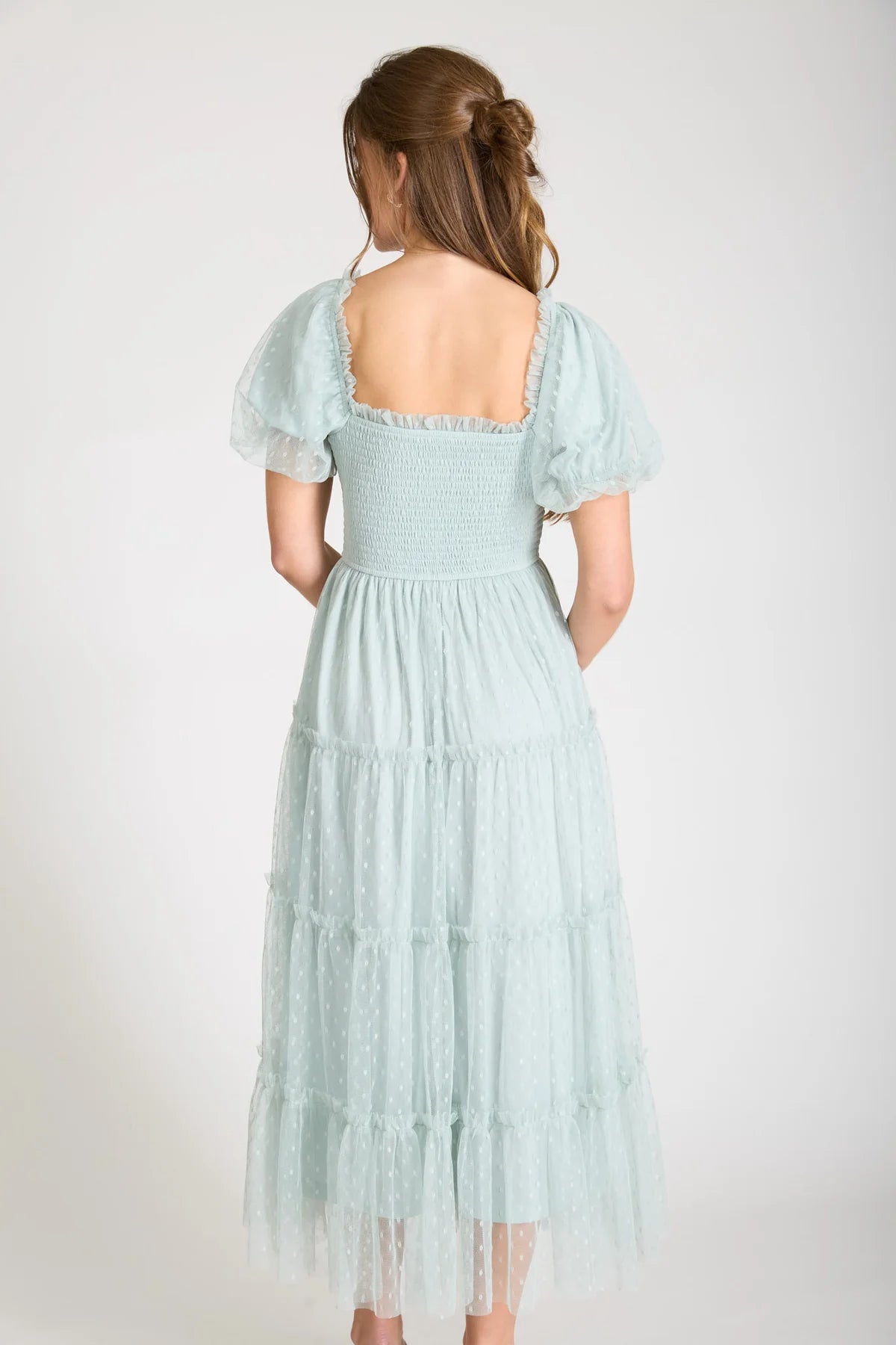 Polka Dot Tulle Dress in Sage