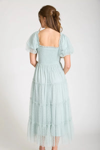 Polka Dot Tulle Dress in Sage