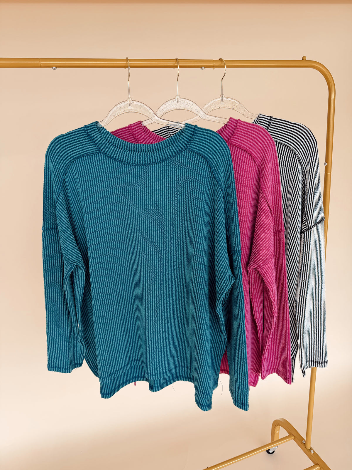 Curvy Long Sleeve Stripe Shirt- 3 Colors!
