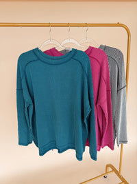 Curvy Long Sleeve Stripe Shirt- 3 Colors!