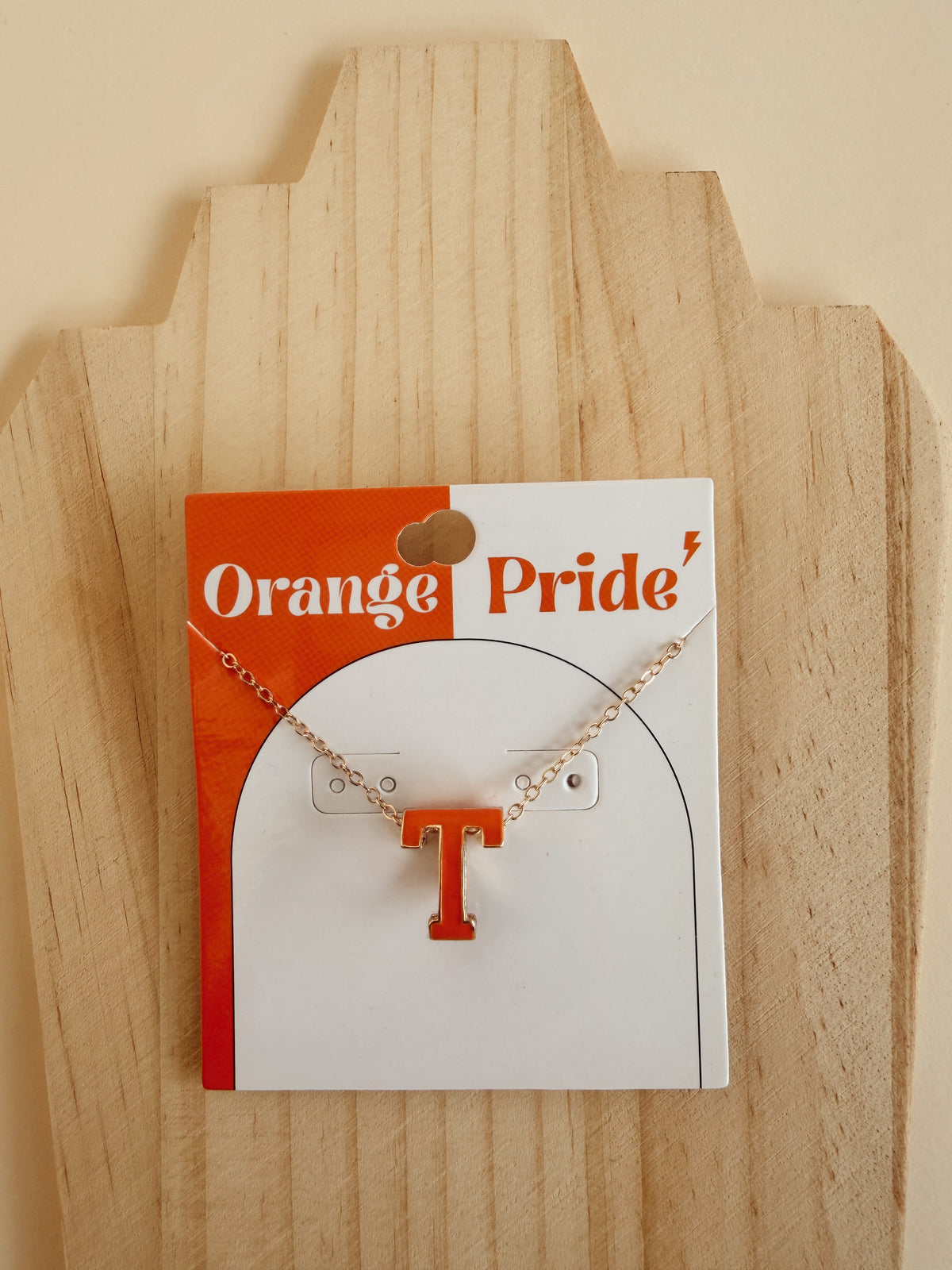 Gold Chain with Orange T Necklace