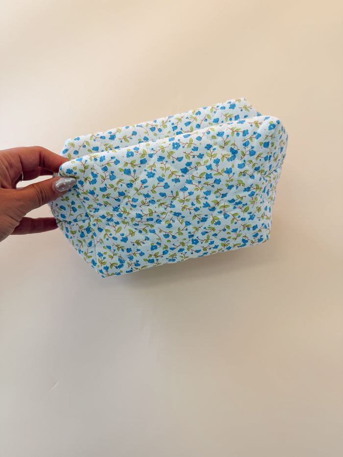 Ditsy Quilted Floral Cosmetic Pouch