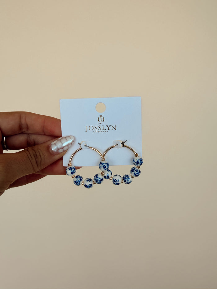 Blue Ceramic Porcelain Hoops