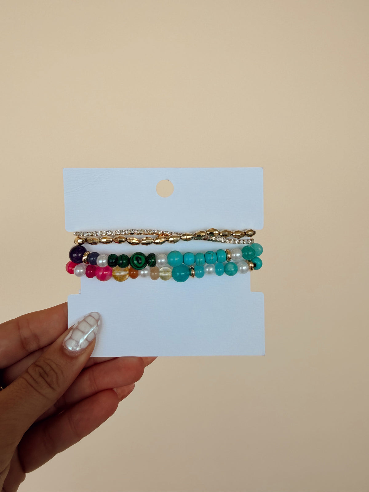 Multi Colored Glass Bead Bracelet Set