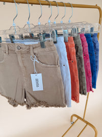 Fray Hem Stretch Denim Shorts - 7 Colors!