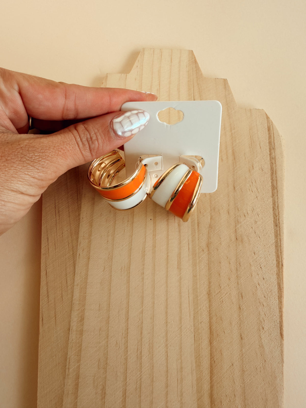 Wide Two-Tone Hoops Orange/White