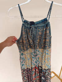 Boho Patchwork Dress in Latte