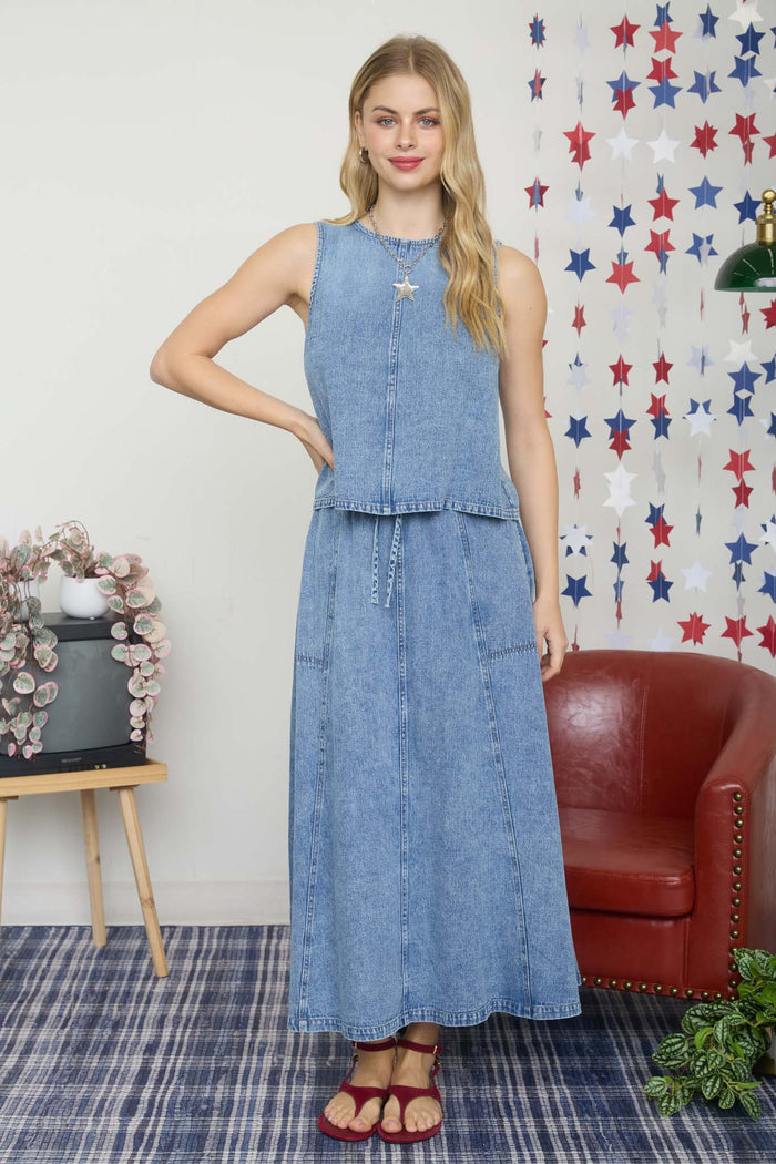 Washed Denim 2 Piece Set