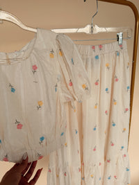Floral Embroidery 2 piece Set in Cream Multi