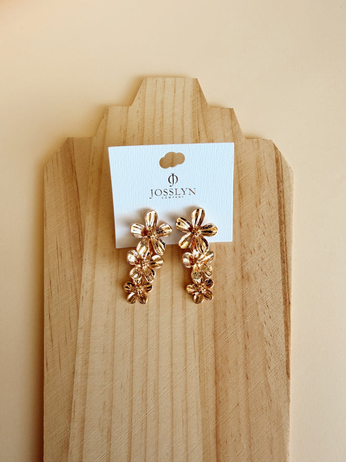Gold Flower Cascade Drop Earrings