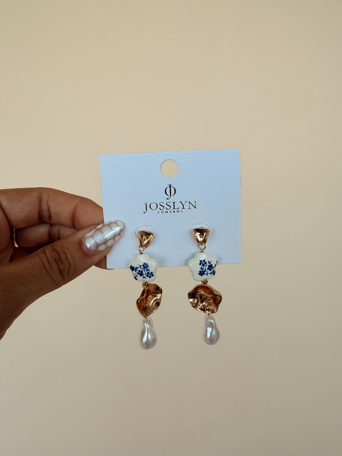 Blue Ceramic Drop Earrings