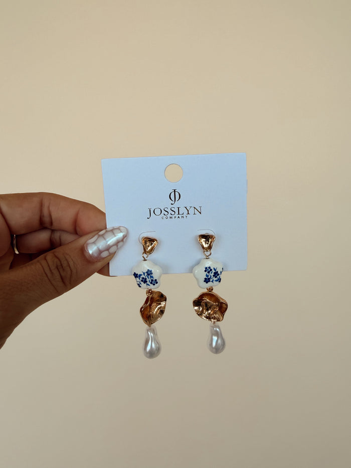 Blue Ceramic Drop Earrings