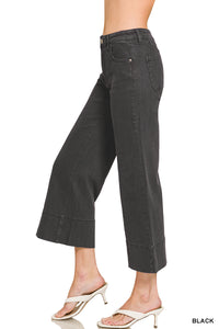 Mid Rise Wide Leg Cropped Denim Pants- 3 Colors!