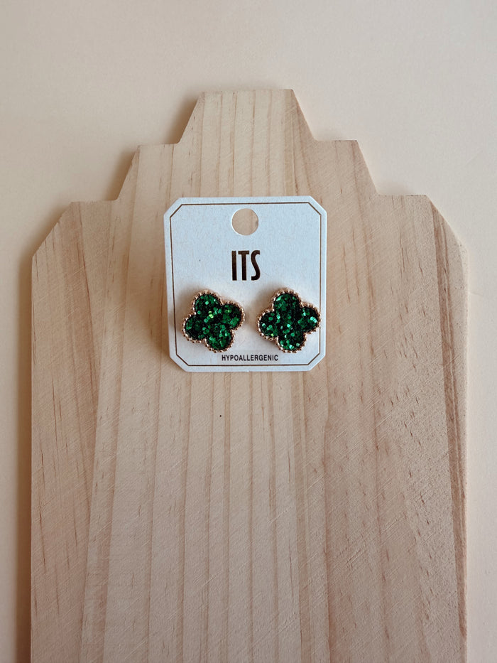 Clover Studs in Green