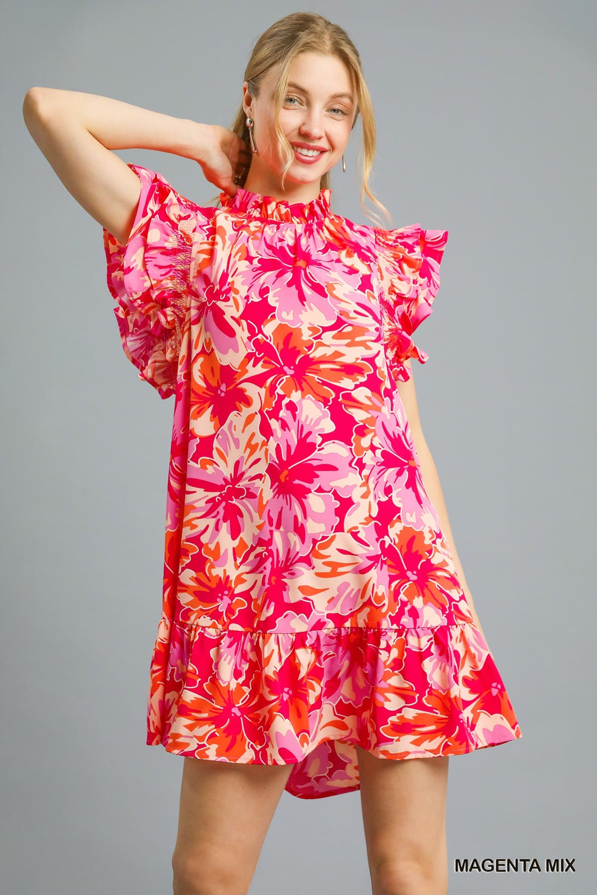 Flutter Dress Magenta Mix