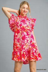 Flutter Dress Magenta Mix