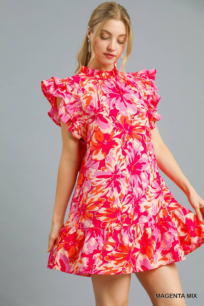 Flutter Dress Magenta Mix