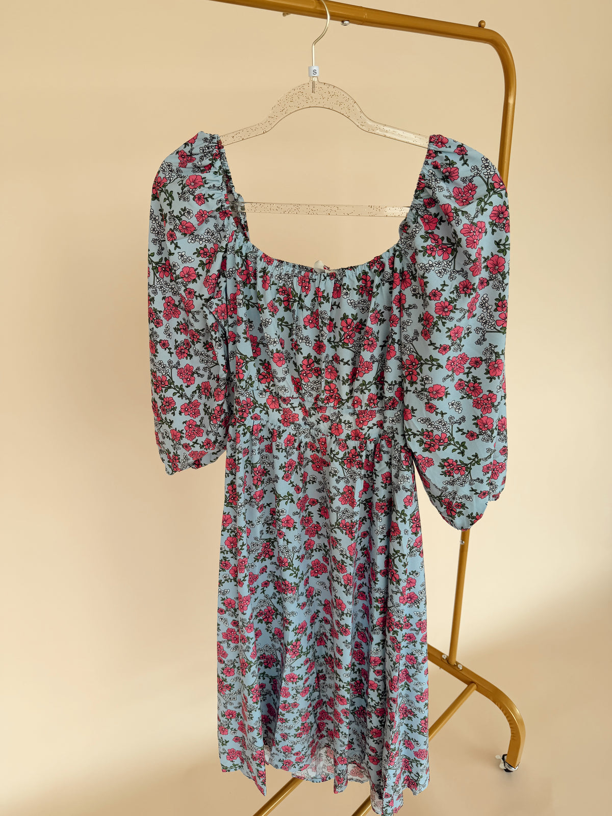 Floral Midi Dress in Blue Mix