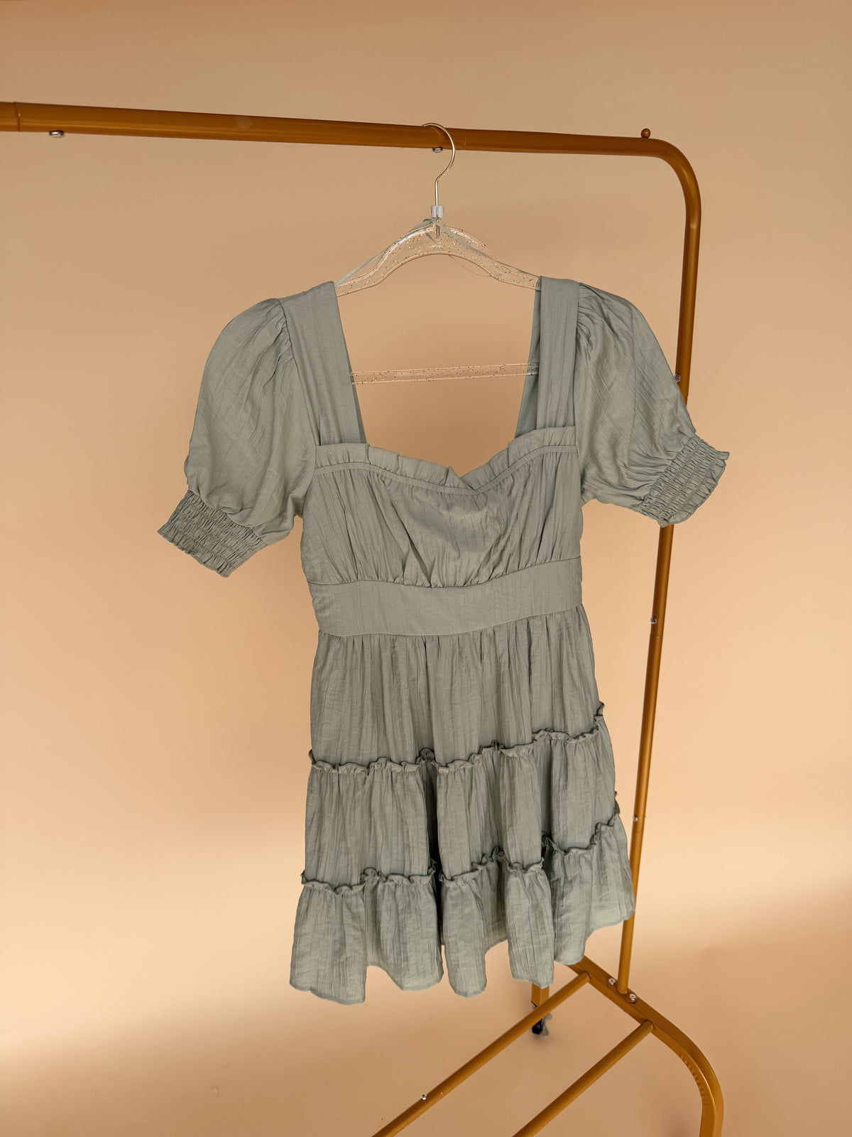 Square Neck Mini Dress in Sage