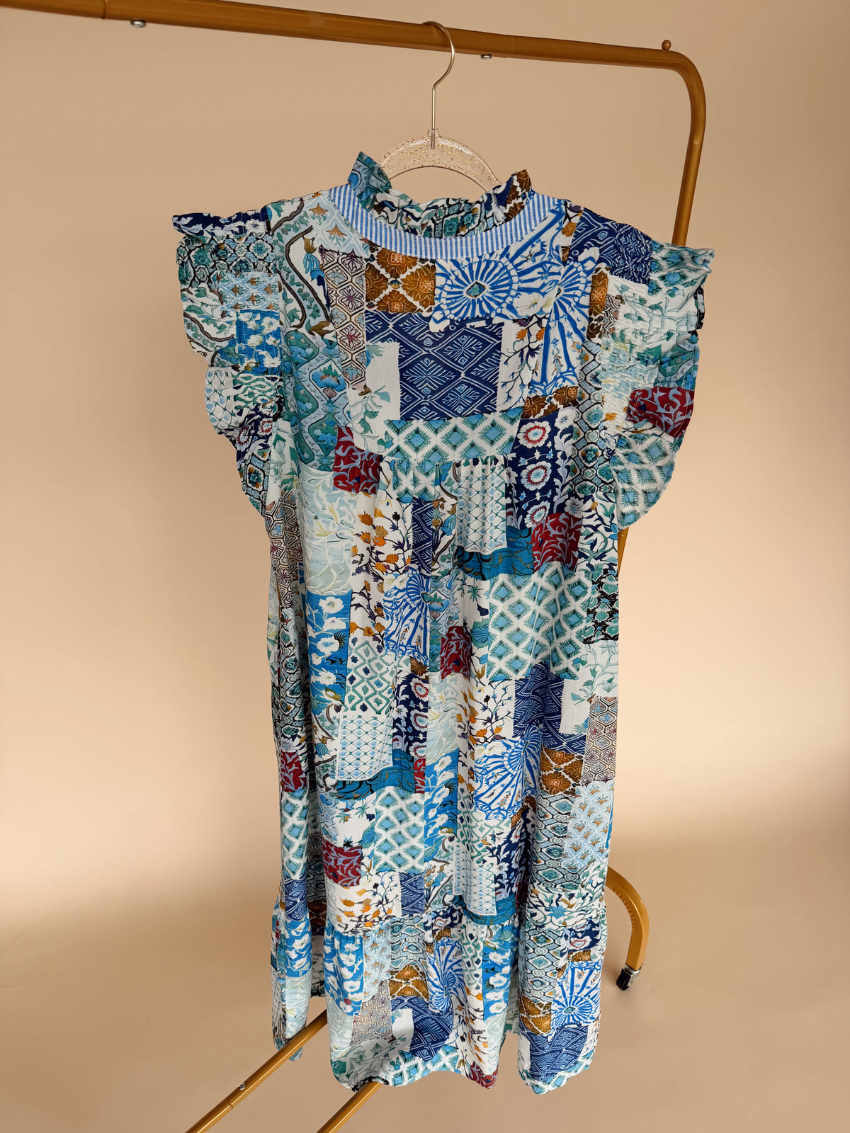 Patchwork Dress Blue Mix