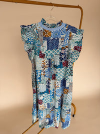 Patchwork Dress Blue Mix