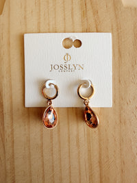 Drop Hoop Earrings in Peach