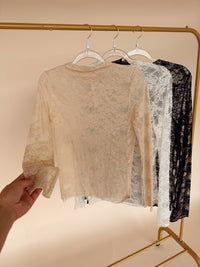 High Neck Floral Mesh Lace Shirt - 3 Colors!