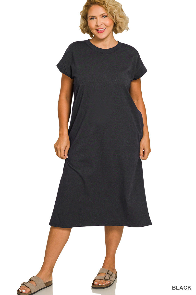 Round Neck Short Sleeve Dress- 10 Colors!