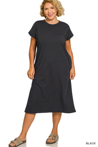 Round Neck Short Sleeve Dress- 10 Colors!