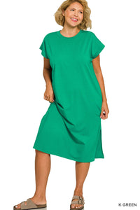 Round Neck Short Sleeve Dress- 10 Colors!