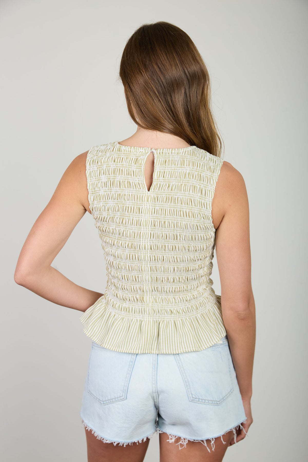 Stripe Sleeveless Smocked Blouse- 2 Colors!
