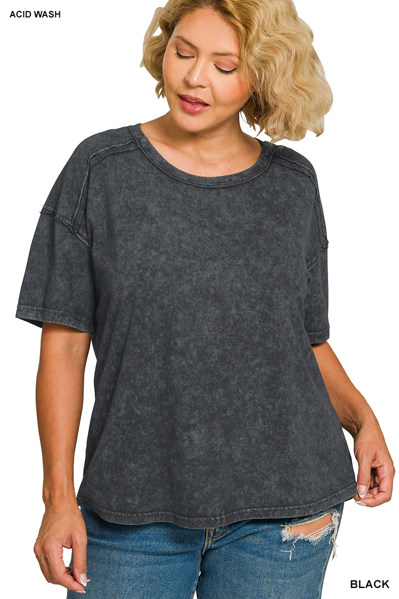 Curvy - Halo Washed Tee - 7 Colors!