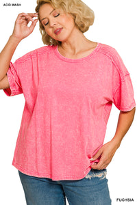 Curvy - Halo Washed Tee - 7 Colors!