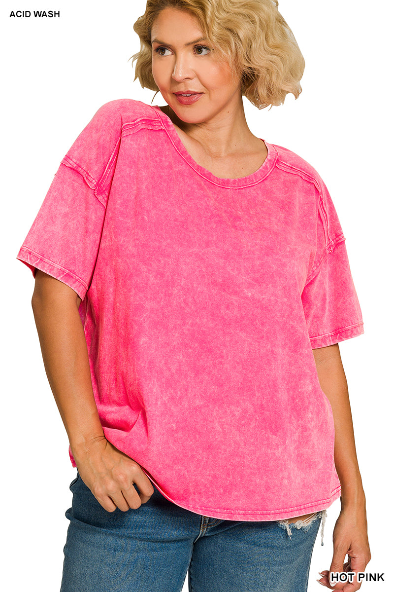 Curvy - Halo Washed Tee - 7 Colors!