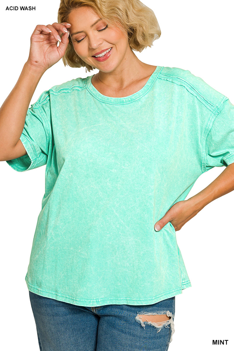 Curvy - Halo Washed Tee - 7 Colors!