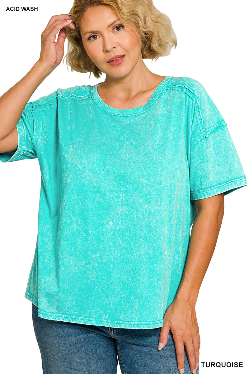 Curvy - Halo Washed Tee - 7 Colors!