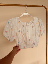 Floral Embroidery 2 piece Set in Cream Multi