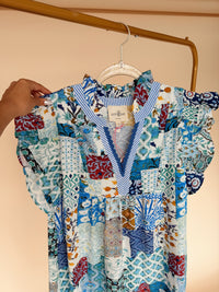 Patchwork Dress Blue Mix