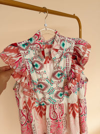 Boho Border Print Midi Dress in Pink