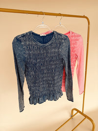Smocked Peplum Long Sleeve - 2 Colors