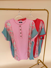Curvy SS Color Block Rib Shirt - 2 Colors
