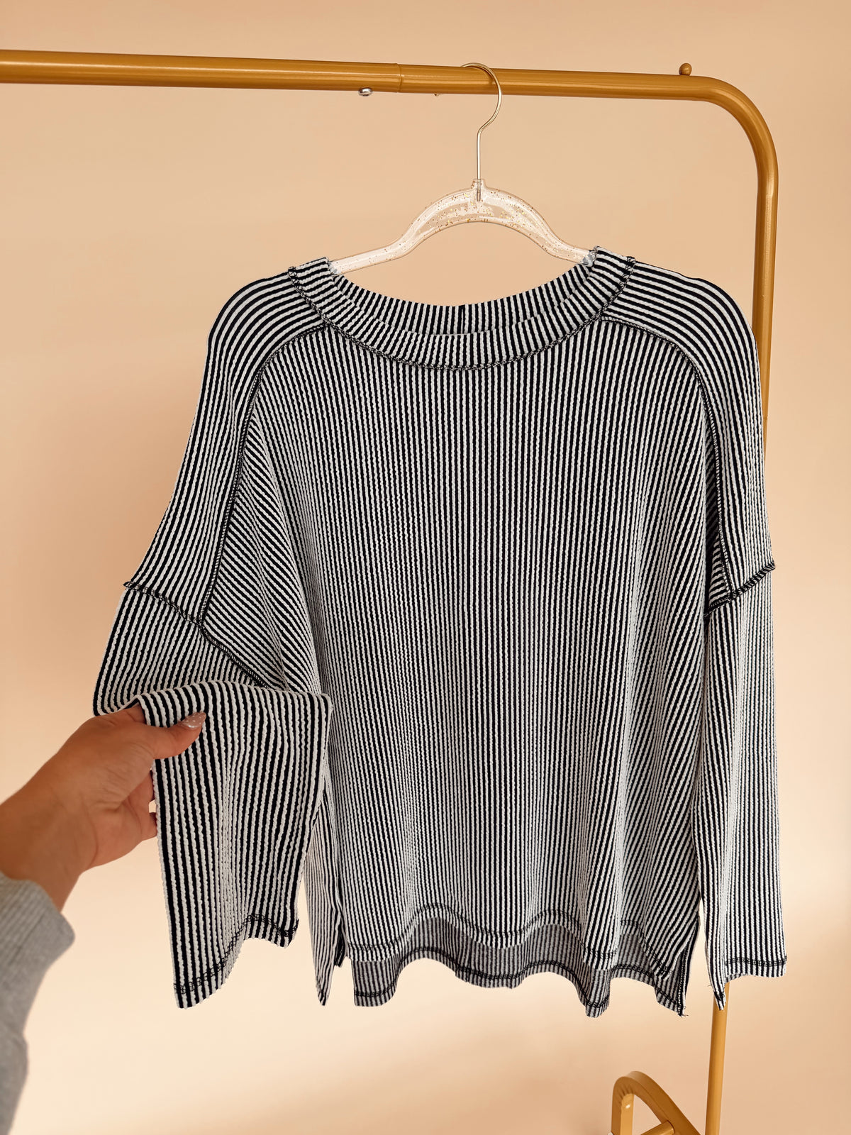 Curvy Long Sleeve Stripe Shirt- 3 Colors!