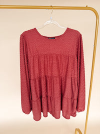 Curvy Swiss Dot Babydoll Top in Mauve