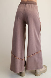 Star Patch Detailed Mineral Wash Pants in Coffee