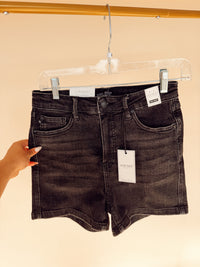HW Tummy Control Washed Black Shorts