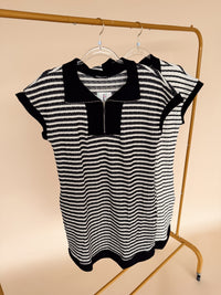 Zip Up Stripe Dress in SS - 2 Colors!