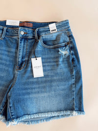 Curvy Vintage Wash Shorts W/Fray Hem MD