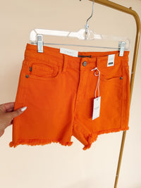 Fray Hem Shorts in Orange