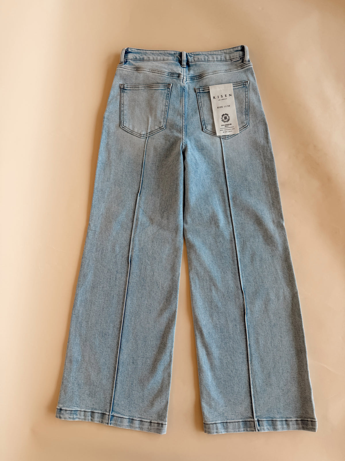 High Waist Wide Leg Pintuck Jeans - Light